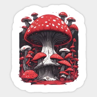 Fantasy art illustration of mushrooms Sticker